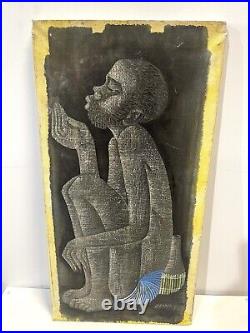 Vintage Painting On Canvas By Nkutu A Zowa Signed And Dated 1987