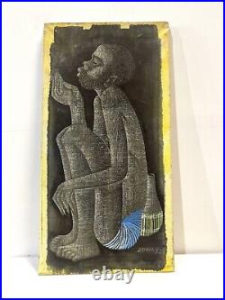 Vintage Painting On Canvas By Nkutu A Zowa Signed And Dated 1987