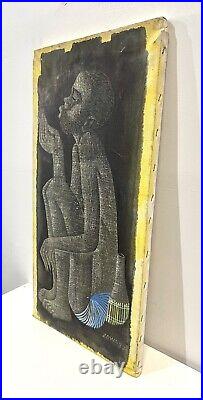 Vintage Painting On Canvas By Nkutu A Zowa Signed And Dated 1987