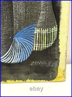 Vintage Painting On Canvas By Nkutu A Zowa Signed And Dated 1987