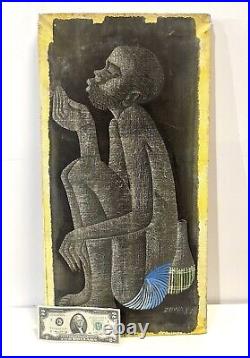 Vintage Painting On Canvas By Nkutu A Zowa Signed And Dated 1987