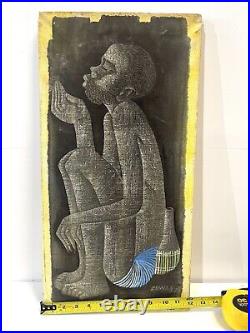 Vintage Painting On Canvas By Nkutu A Zowa Signed And Dated 1987