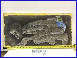 Vintage Painting On Canvas By Nkutu A Zowa Signed And Dated 1987