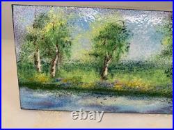 Vintage Painting Signed Raphael Enamel on Copper MCM