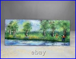 Vintage Painting Signed Raphael Enamel on Copper MCM