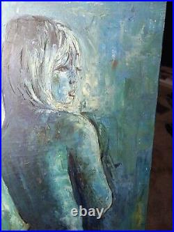 Vintage Painting VERDI, NUDE Study in Blue