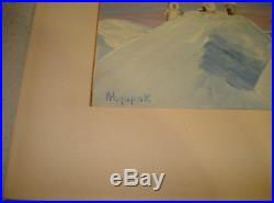 Vintage Painting on Seal Skin by George Ahgupuk Eskimo Hunting Scene 1962 Signed