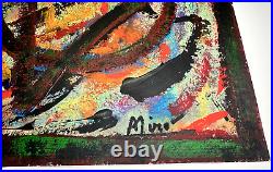 Vintage Pair Signed Miro Joan Original Abstract Surreal Large Paintings 12 x 18