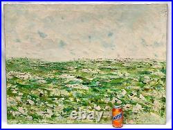 Vintage Panos Signed Abstract Oil Painting Impasto Landscape 1974 New York Ny