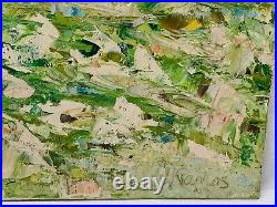 Vintage Panos Signed Abstract Oil Painting Impasto Landscape 1974 New York Ny