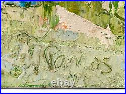 Vintage Panos Signed Abstract Oil Painting Impasto Landscape 1974 New York Ny