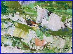 Vintage Panos Signed Abstract Oil Painting Impasto Landscape 1974 New York Ny