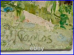 Vintage Panos Signed Abstract Oil Painting Impasto Landscape 1974 New York Ny