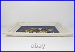 Vintage Pansy Flower Still Life Painting Pansies Framed Signed Mid Century Blue