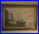 Vintage Paolo Stirrat Oil Painting of Fishing Boats Dock Harbor Nautical, Signed