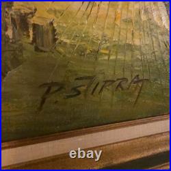 Vintage Paolo Stirrat Oil Painting of Fishing Boats Dock Harbor Nautical, Signed