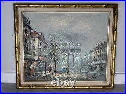 Vintage Paris Street Scene Oil Painting Signed Caroline Burnett Framed