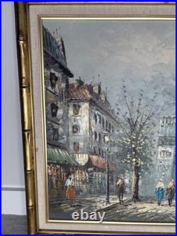 Vintage Paris Street Scene Oil Painting Signed Caroline Burnett Framed