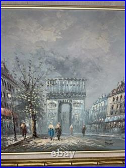 Vintage Paris Street Scene Oil Painting Signed Caroline Burnett Framed