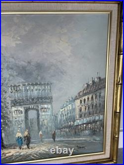 Vintage Paris Street Scene Oil Painting Signed Caroline Burnett Framed