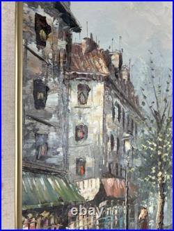 Vintage Paris Street Scene Oil Painting Signed Caroline Burnett Framed