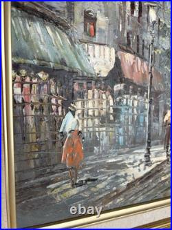 Vintage Paris Street Scene Oil Painting Signed Caroline Burnett Framed