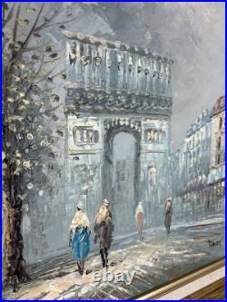 Vintage Paris Street Scene Oil Painting Signed Caroline Burnett Framed