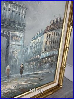 Vintage Paris Street Scene Oil Painting Signed Caroline Burnett Framed