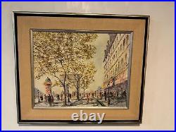 Vintage Parisian Street Scene Oil Painting Signed framed