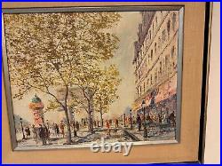 Vintage Parisian Street Scene Oil Painting Signed framed