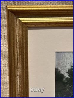 Vintage Pastel Painting Of Shoreline Landscape Signed F Dubois Matted & Framed