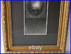 Vintage Pastel Painting On Cardboard Signed Castro Dated 1980 Skull Calavera Pop