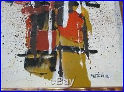 Vintage Pat Matsui Abstract Painting Chunky Non Objective Modernism Chicago