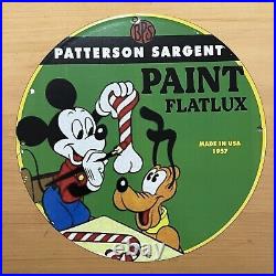 Vintage Patterson Sargent Porcelain Sign Disney Paint Service Station Pump Plate