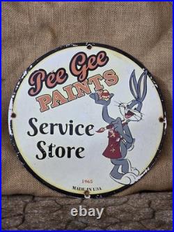 Vintage Pee Gee Paints Bugs Bunny Painting Brush Porcelain Sign 12