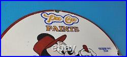 Vintage Pee Gee Paints Sign Mickey Painting Brush Gas Pump Porcelain Sign