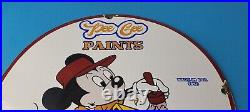 Vintage Pee Gee Paints Sign Mickey Painting Brush Gas Pump Porcelain Sign