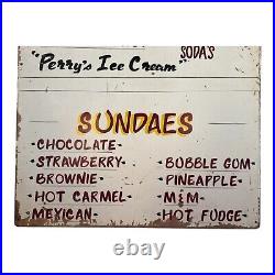 Vintage Perry's Ice Cream Americana Painted Wood Advertising Store Sign