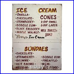 Vintage Perry's Ice Cream Americana Painted Wood Advertising Store Sign