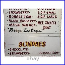 Vintage Perry's Ice Cream Americana Painted Wood Advertising Store Sign