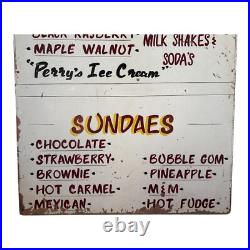 Vintage Perry's Ice Cream Americana Painted Wood Advertising Store Sign