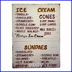 Vintage Perry's Ice Cream Americana Painted Wood Advertising Store Sign