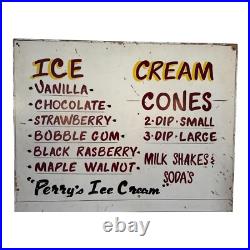 Vintage Perry's Ice Cream Americana Painted Wood Advertising Store Sign
