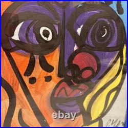 Vintage Peter Keil Original Painting On Board Colorful Face Signed