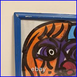 Vintage Peter Keil Original Painting On Board Colorful Face Signed