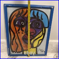 Vintage Peter Keil Original Painting On Board Colorful Face Signed