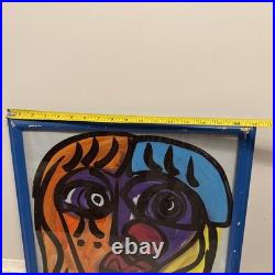 Vintage Peter Keil Original Painting On Board Colorful Face Signed