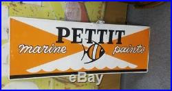 Vintage Pettit Marine Paints Embossed Tin Sign. Great Colors Good Condition