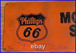 Vintage Phillips 66 Sign Motor Oil Service Painted Metal Rare Authentic