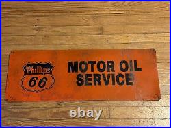 Vintage Phillips 66 Sign Motor Oil Service Painted Metal Rare Authentic